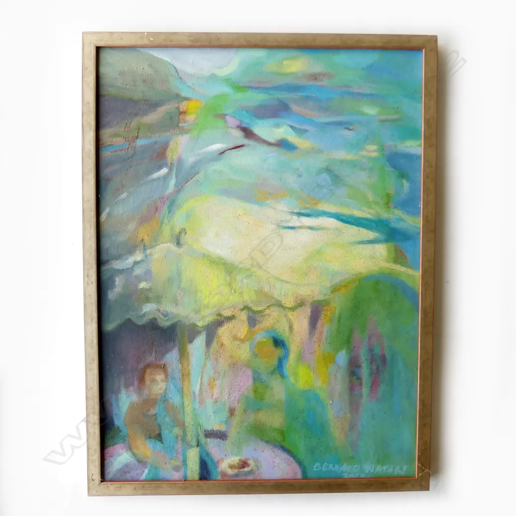 BERNARD WATERS (NZ WORKING c.1968-2020) UNTITLED BLUE ABSTRACT, OIL ON CANVAS 2012 600x445mm Image 1++
