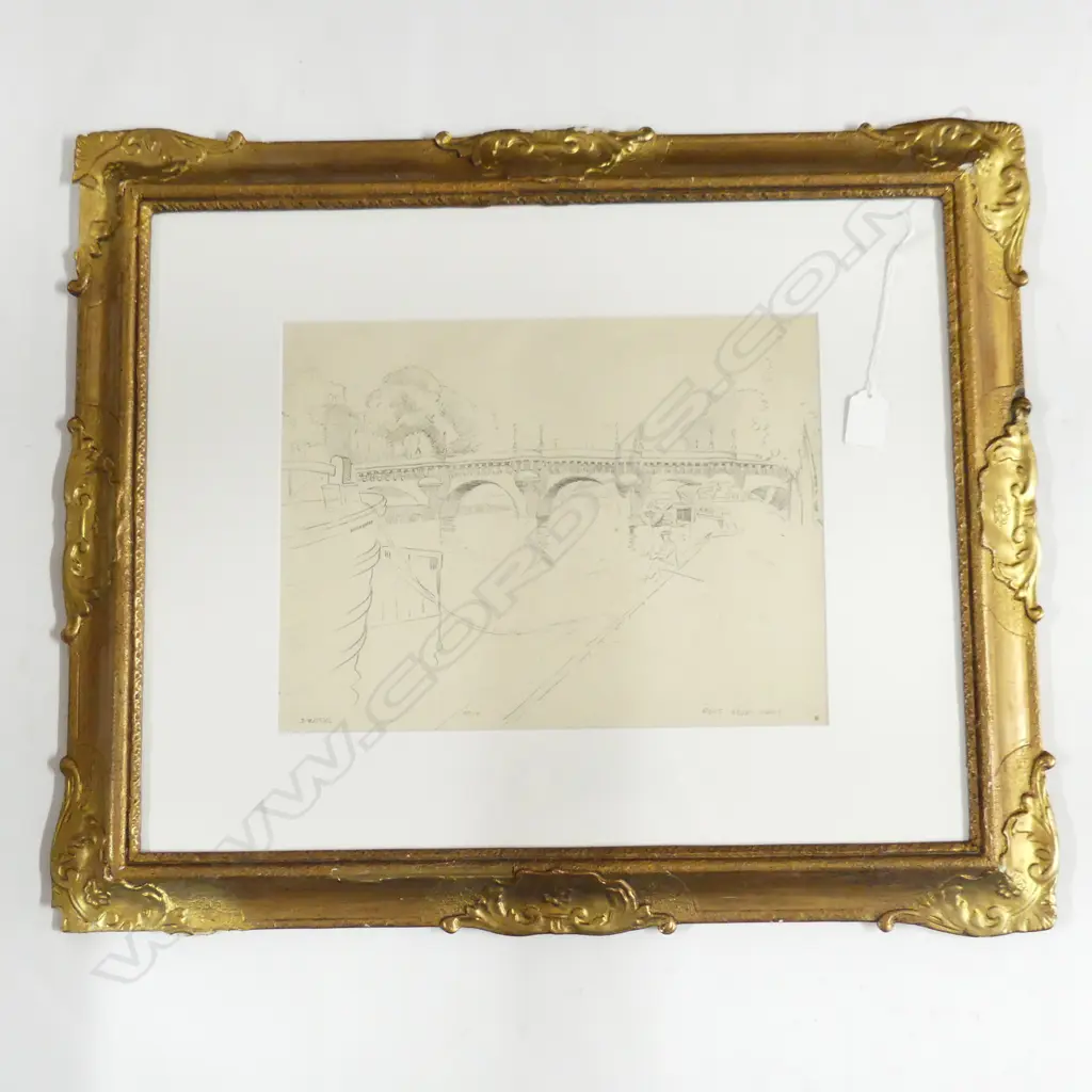 JOHN WEEKS - FRAMED SKETCH PONT NEUF PARIS - SIGNED 255 X 335MM Image 1++