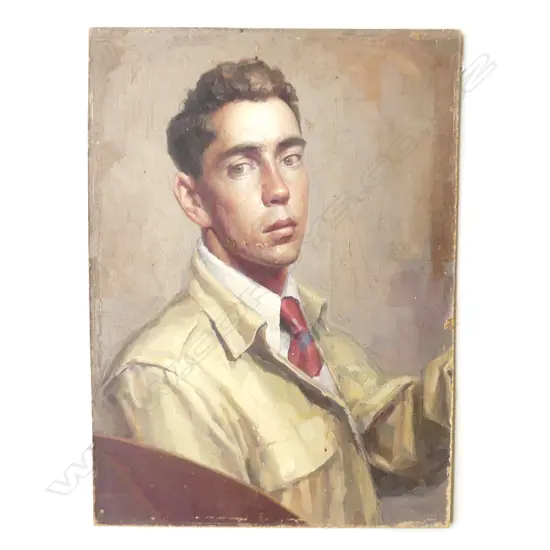 1940 SELF PORTRAIT OF AN ART PROFESSOR OIL ON BOARD H560MM W400MM