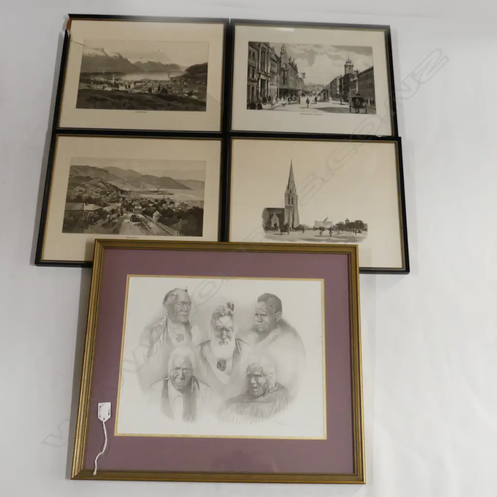 D.P FERRIS OKU TUPUNA MOARI CHIEFS PRINT 310X 410 MM +  4 SMALLER NZ SCENE PRINTS ONE A/F Image 1++