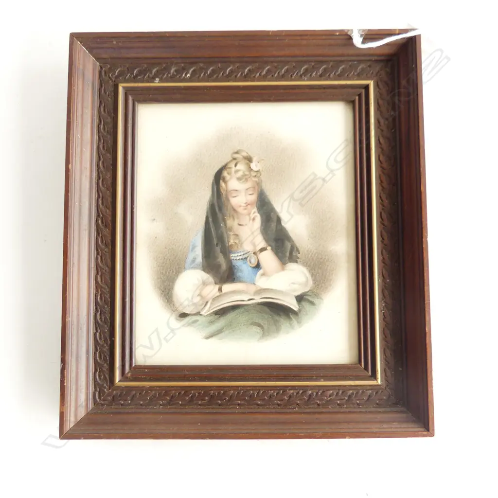BENJAMIN BALDWIN (FL 1826-1847) MINIATURE W/C SEATED WOMAN 140 X 120 framed under glass Image 1++