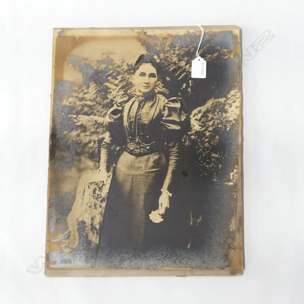 EARLY UNFRAMED N.Z. SILVER GELATINE PHOTOGRAPH OF MISS L WATKINS BLENHEIM 320 X 420 MM Image 1++