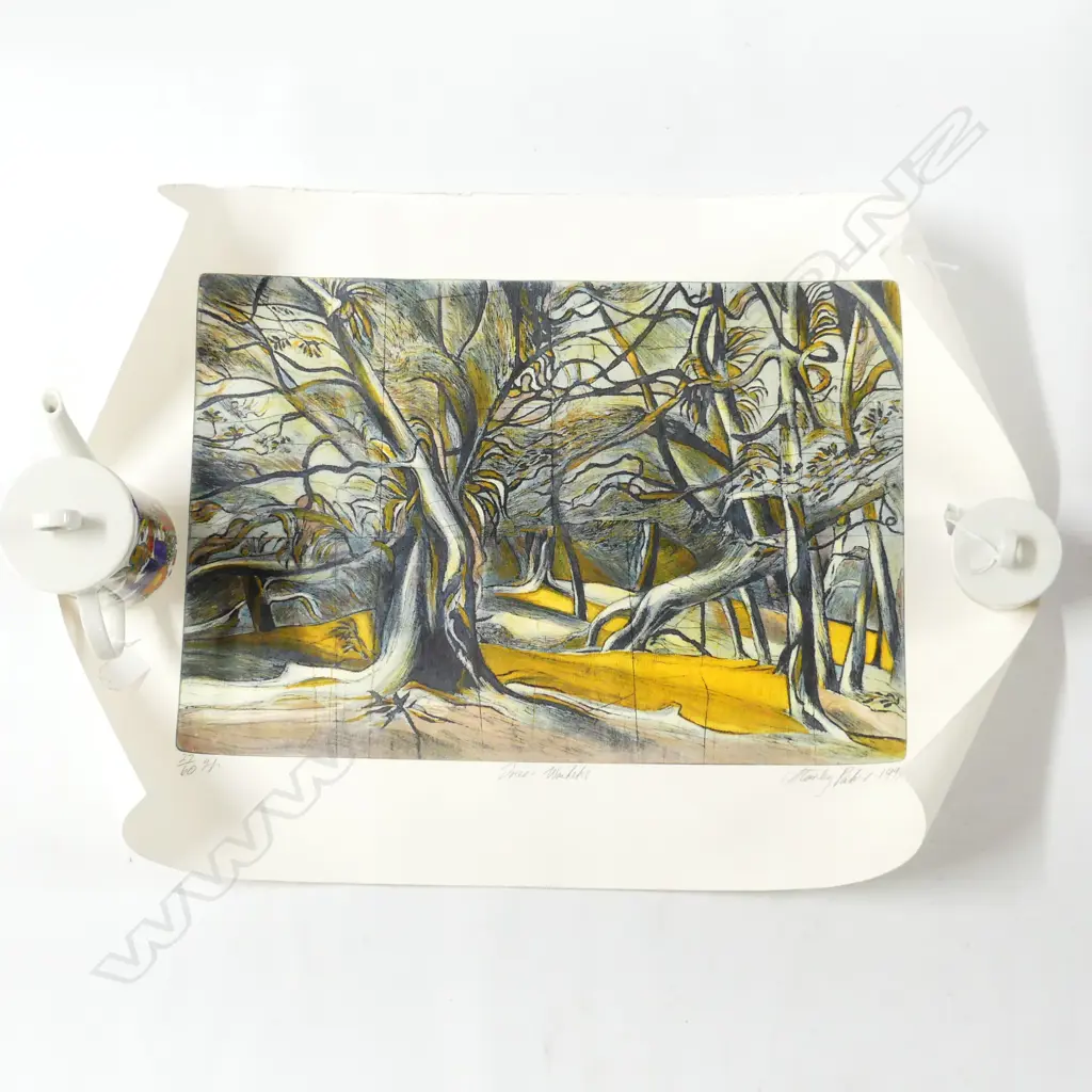 STANLEY PALMER 'TREES - WAIHEKE' ORIGINAL ETCHING 27/60 SIGNED & DATED 1991 370x545mm Image 1++
