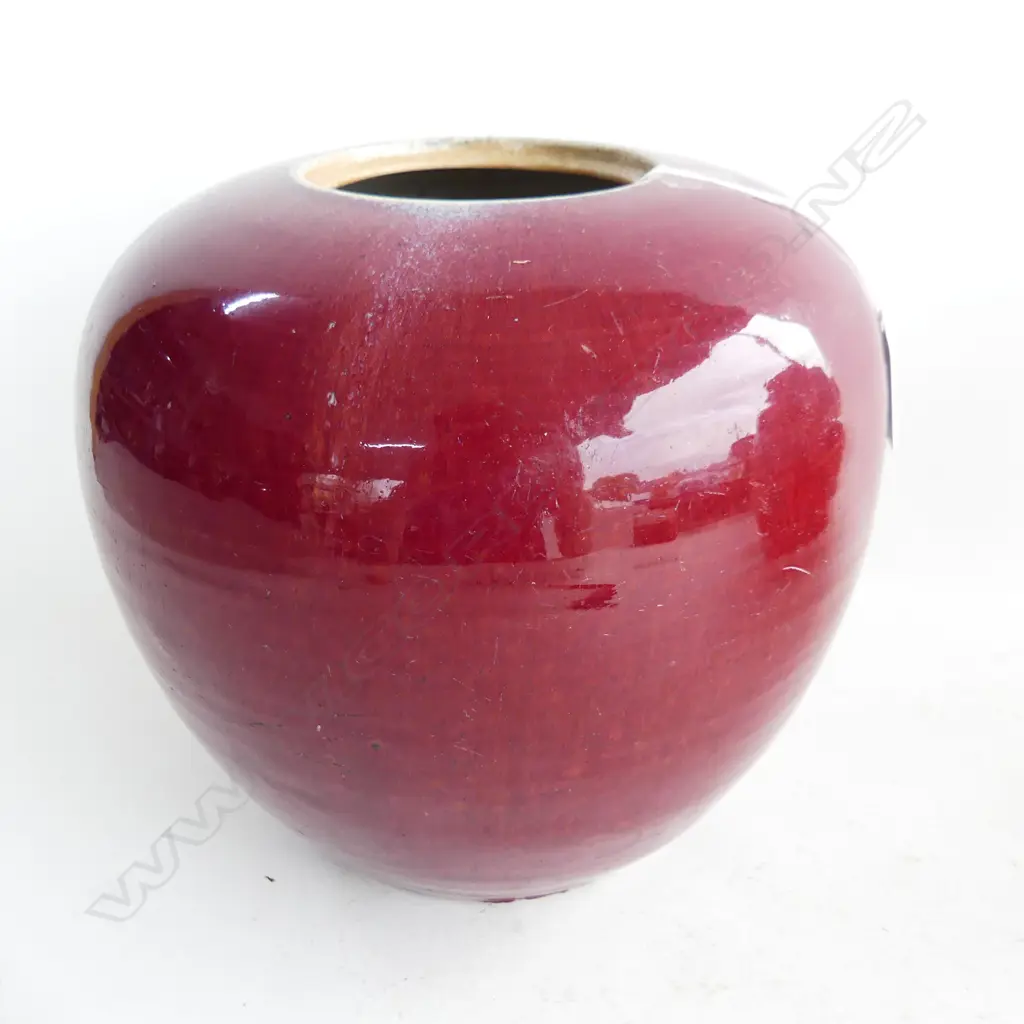 ANTIQUE CHINESE RED GLAZED GINGER JAR sml chip no lid H.200mm Image 1++