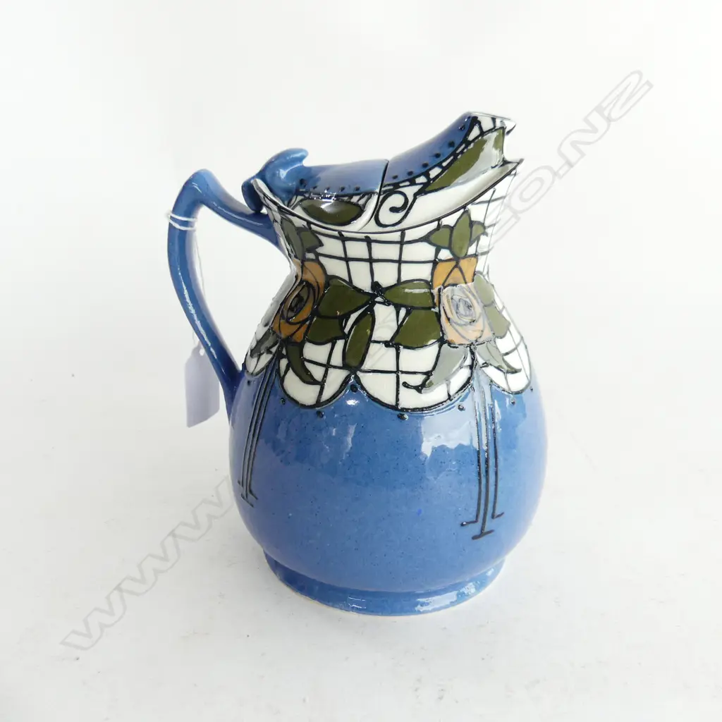 WOOD & SONS BURSLEM 'COSY' TRELLIS & ROSE TEAPOT, C1915, FREDERICK RHEAD DESIGN, BASE A/F H. 180MM Image 1++