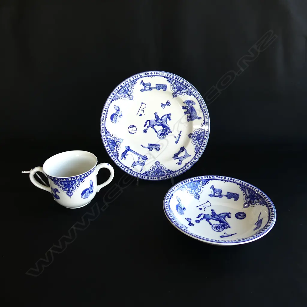 SPODE 'EDWARDIAN CHILDHOOD' 3 PC SET; 2 HANDLED CUP, BOWL & PLATE Image 1++