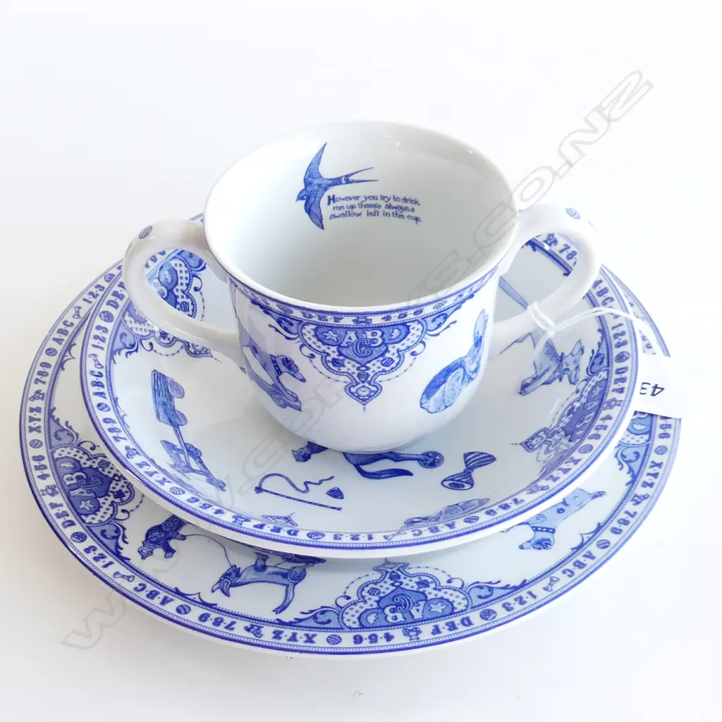 SPODE 'EDWARDIAN CHILDHOOD' 3 PC SET; 2 HANDLED CUP, BOWL & PLATE Image 1++