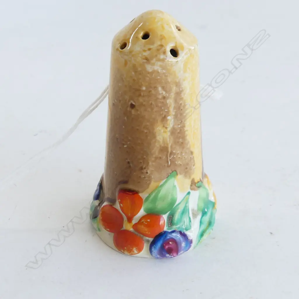 CLARICE CLIFF MOULDED FLOWER PEPPER SHAKER H70MM Image 1++