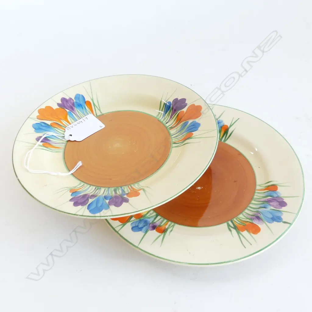 2 CLARICE CLIFF CROCUS SIDE PLATES W175MM Image 1++