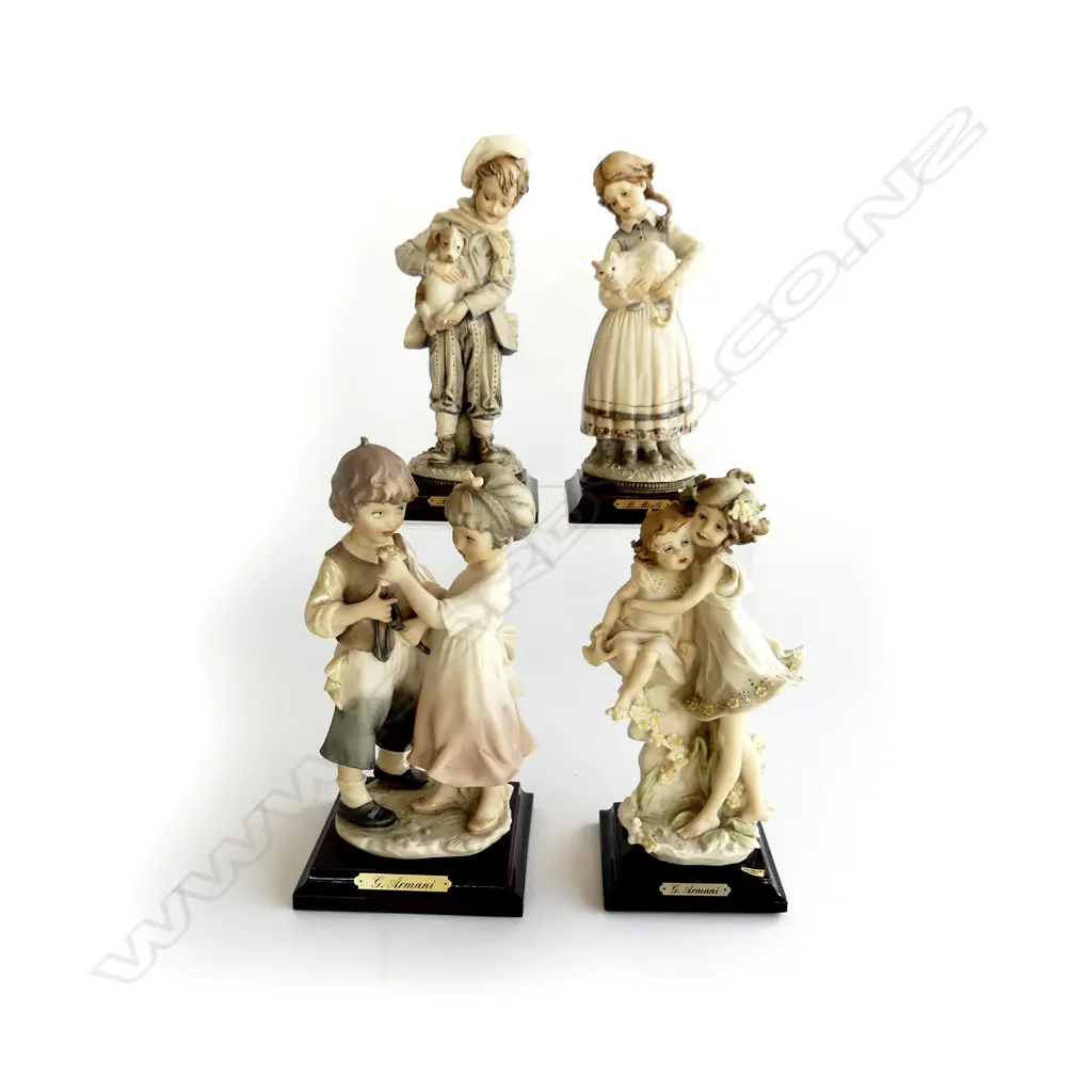 4 ITALIAN CAPODIMONTE FIGURINES; 2x B. MERLI + 2x G. ARMANI H.215mm Image 1++