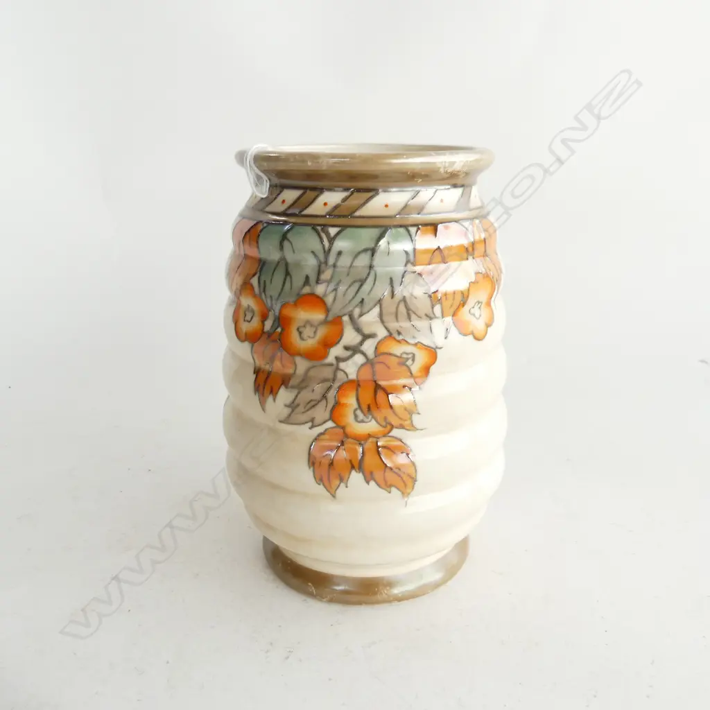 ART DECO DUCAL VASE, CHARLOTTE RHEAD, GOLDEN LEAVES PATTERN 4921, H. 180MM Image 1++