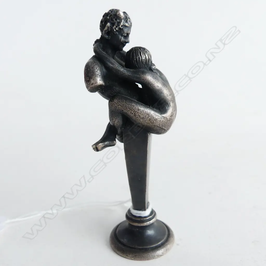 SILVER EROTIC DEVIL AND WOMAN WAX SEAL '925' H.80mm Image 1++