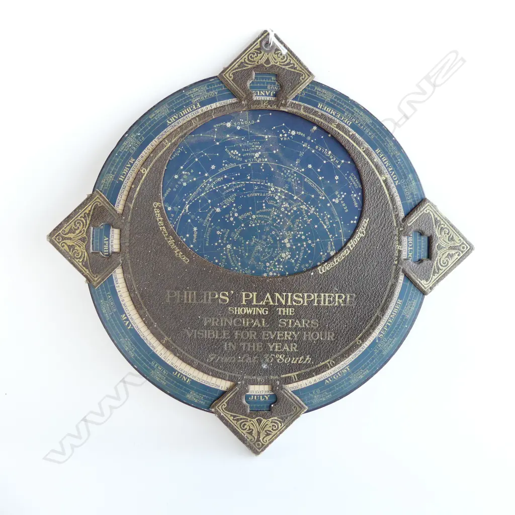 OLD "PHILIPS' PLANISPHERE SHOWING THE PRINCIPLE STARS VISIBLE...." Dia.310mm Image 1++