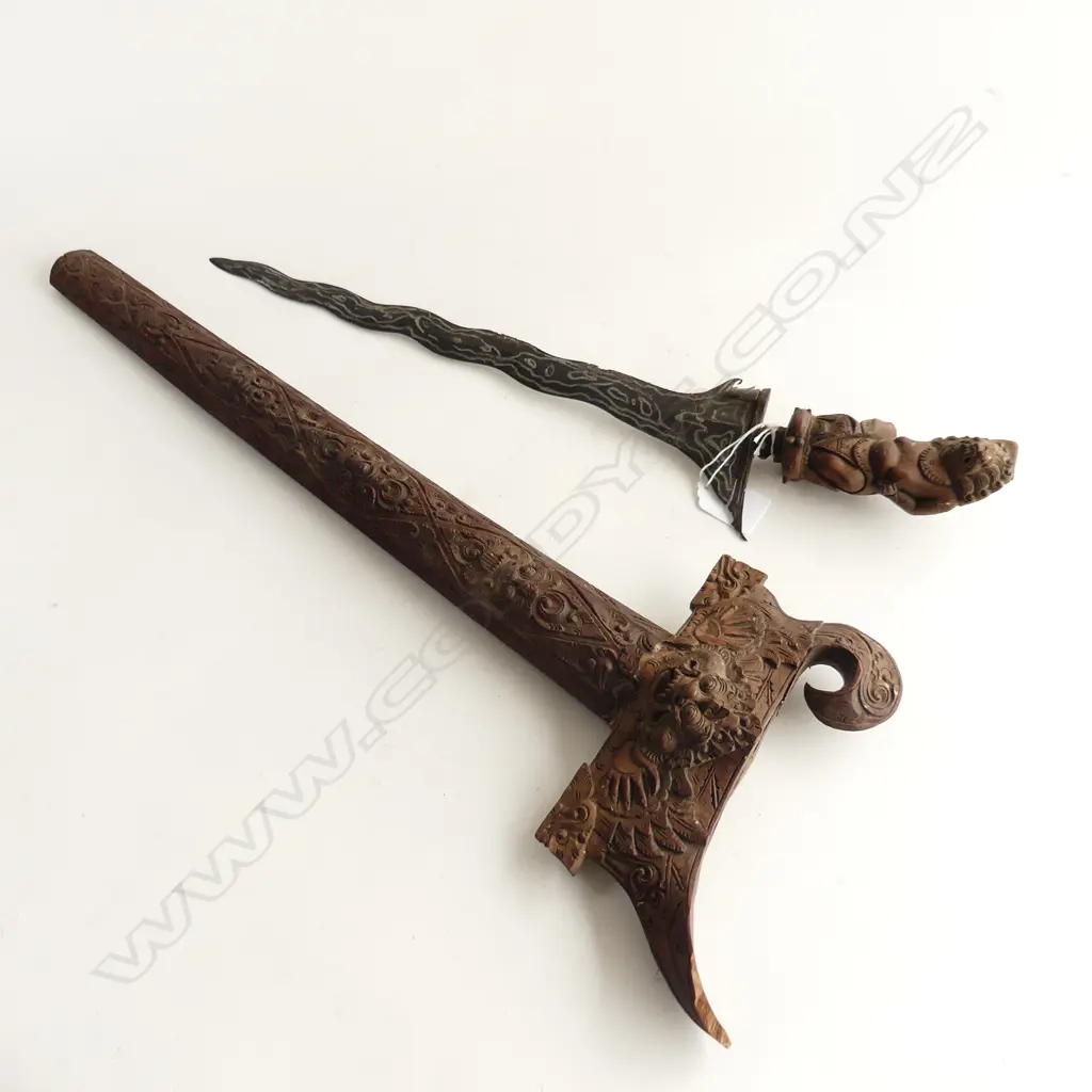 OLD CARVED INDONESIAN KRIS L620MM Image 1++