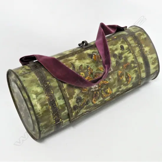 VINTAGE TIN as WOMANS CLUTCH BAG EMBOSSED & printed w FLOWERS & BUTTERFLIES W. 240mm
