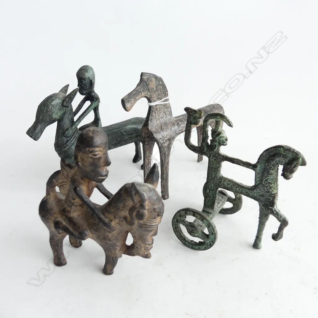 4 ANCIENT STYLE CAST METAL MID CENTURY FIGURES, AFRICAN? GREEK Image 1++