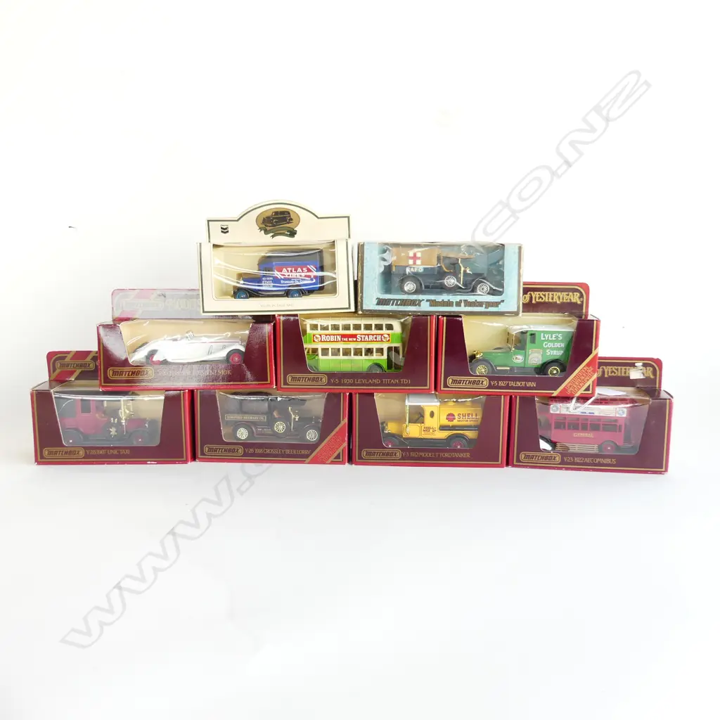 9 BOXED MODEL CARS; 8 MATCHBOX YESTERYEAR + LLEDO ATLAS TIRES TRUCK Image 1++