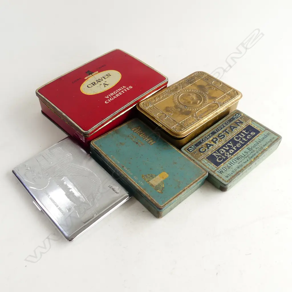 WWI PRINCESS MARY CHRISTMAS GIFT BOX 1914 (empty) + 4 OTHER TOBACCO TINS Image 1++