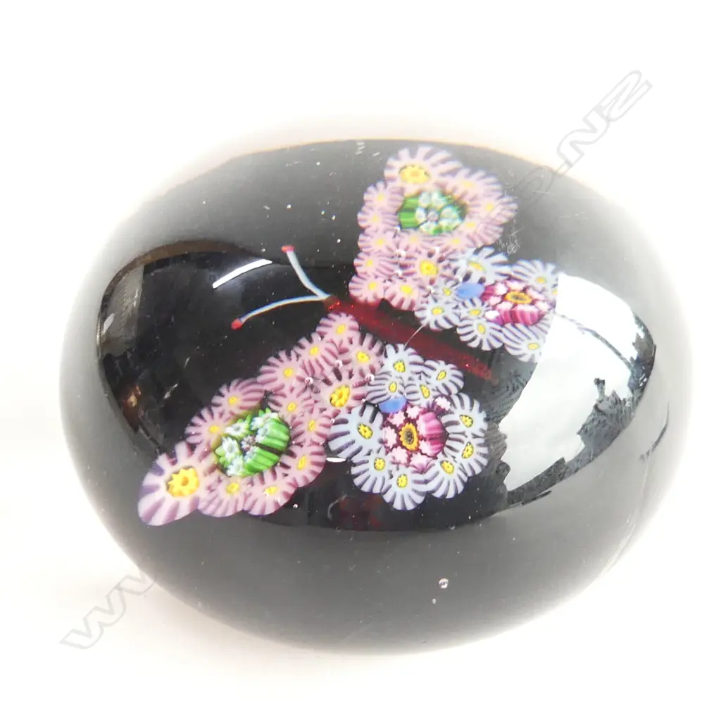 PAUL YSART ATTRIBUTED MILLEFIORI BUTTERFLY ART GLASS PAPERWEIGHT 70mm dia Image 1++