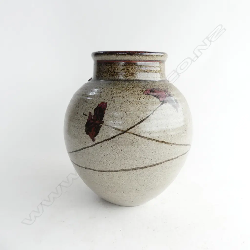 EARLY CHRIS WEAVER POTTERY OVOID VASE H. 240MM Image 1++