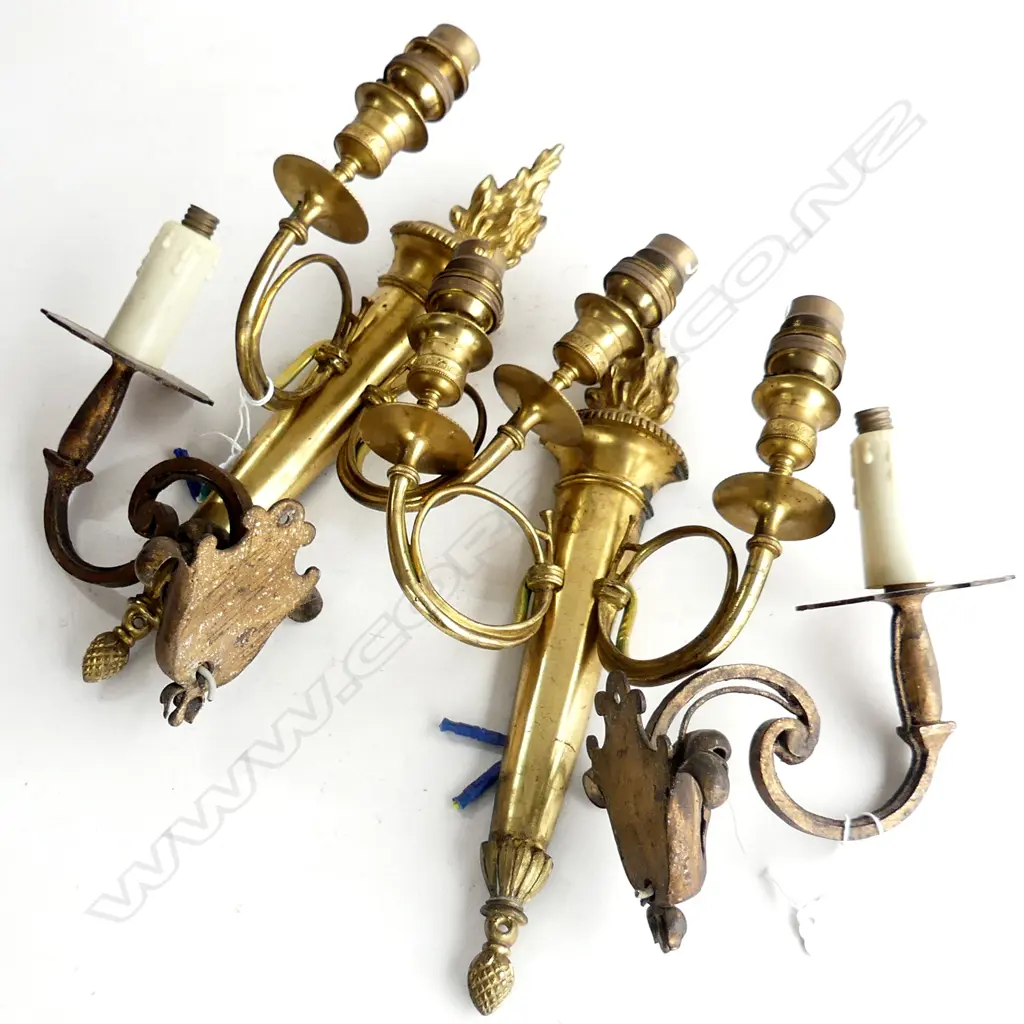 PR 2 ARM BRASS WALL SCONCES + PR METAL 1 ARM SCONCES  Image 1++