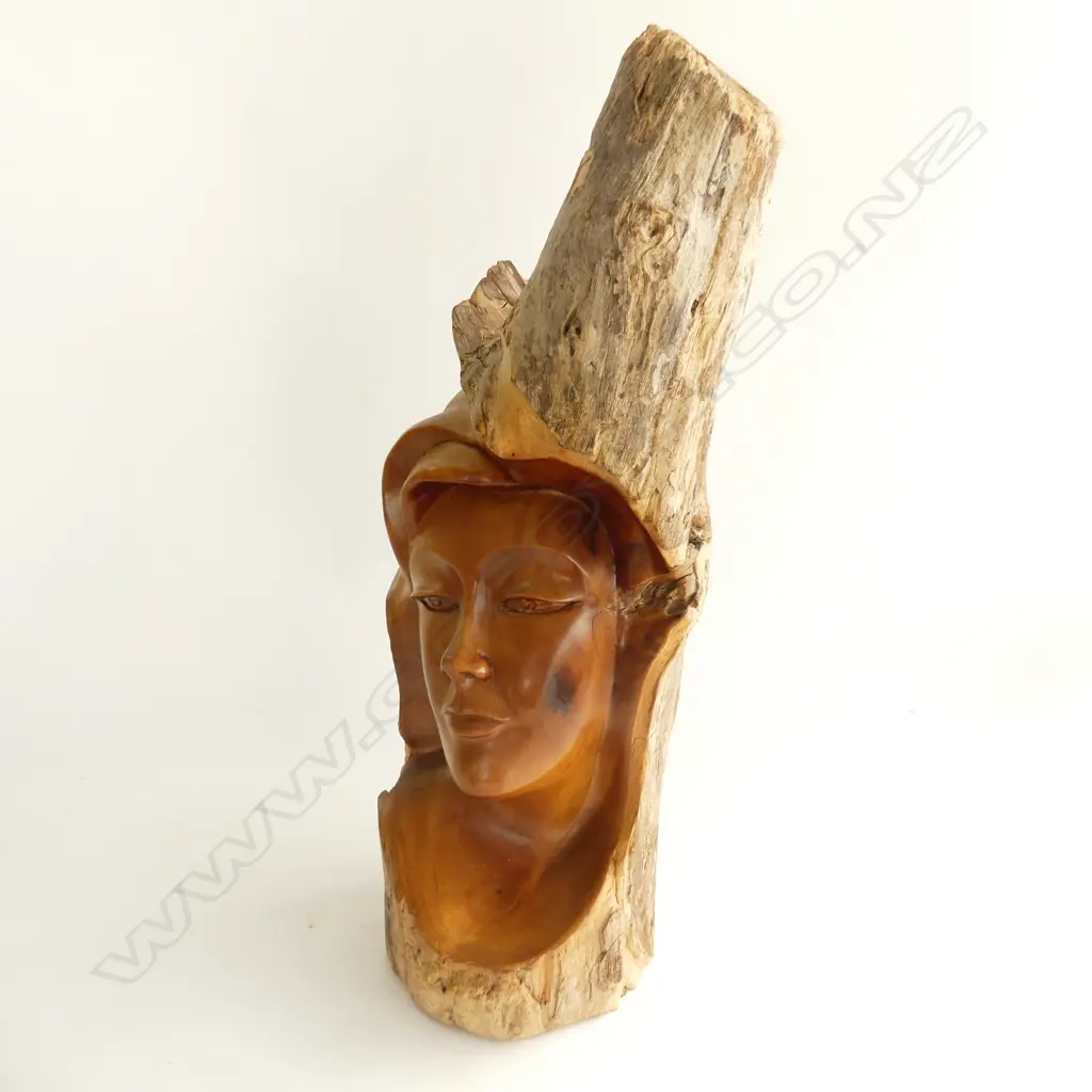 CARVED HEAD FROM ANCIENT KAURI (certificate) Image 1++
