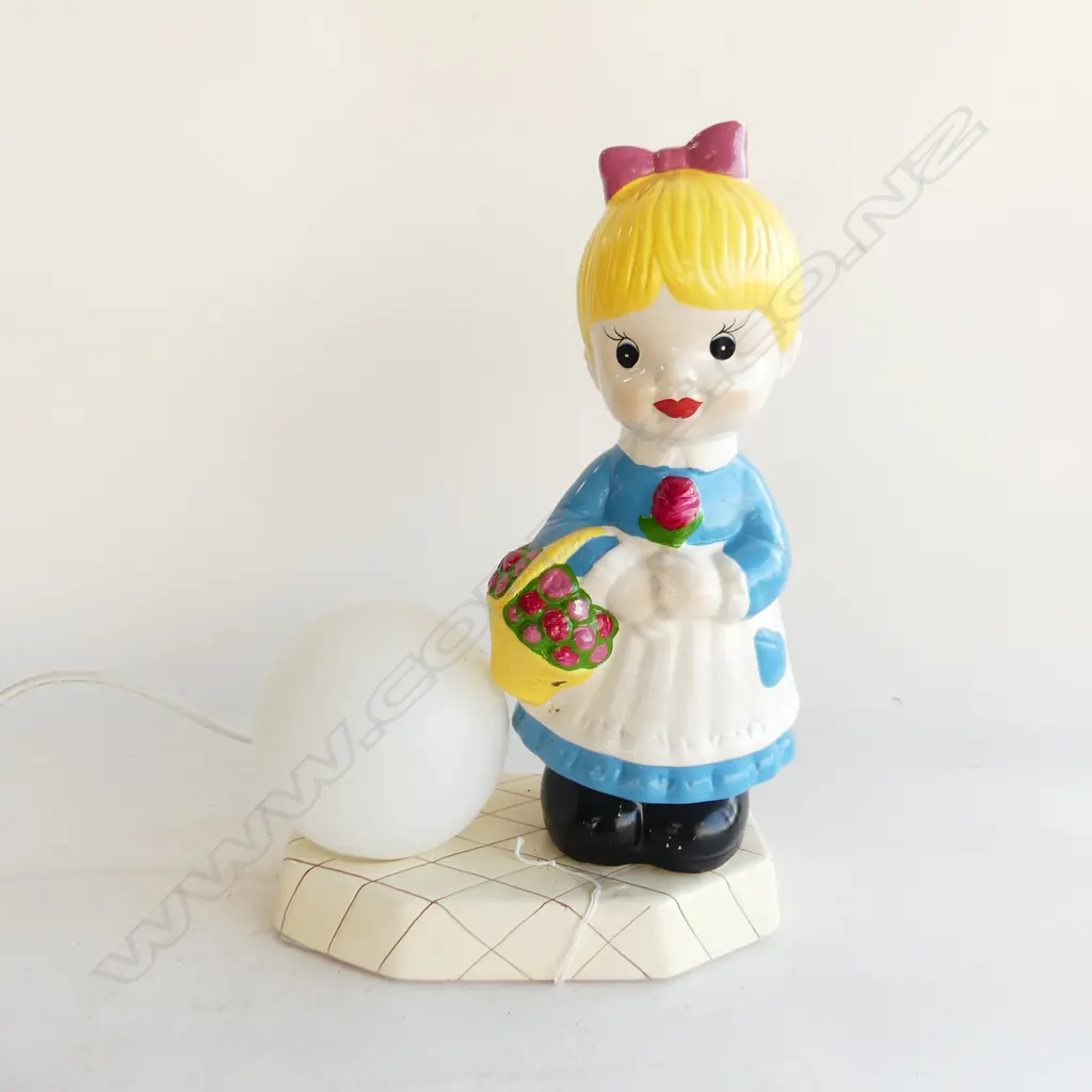 CERAMIC LITTLE GIRL TABLE LAMP WITH WHITE BALL SHADE H. 375MM Image 1++