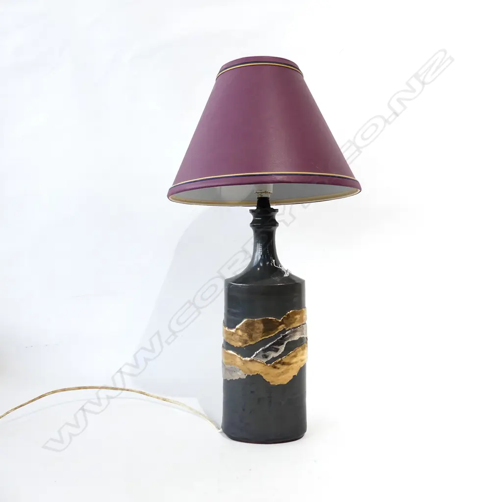 PATTI MEADS TABLE LAMP, MATTE BLACK BASE WITH GOLD  H. 570MM Image 1++
