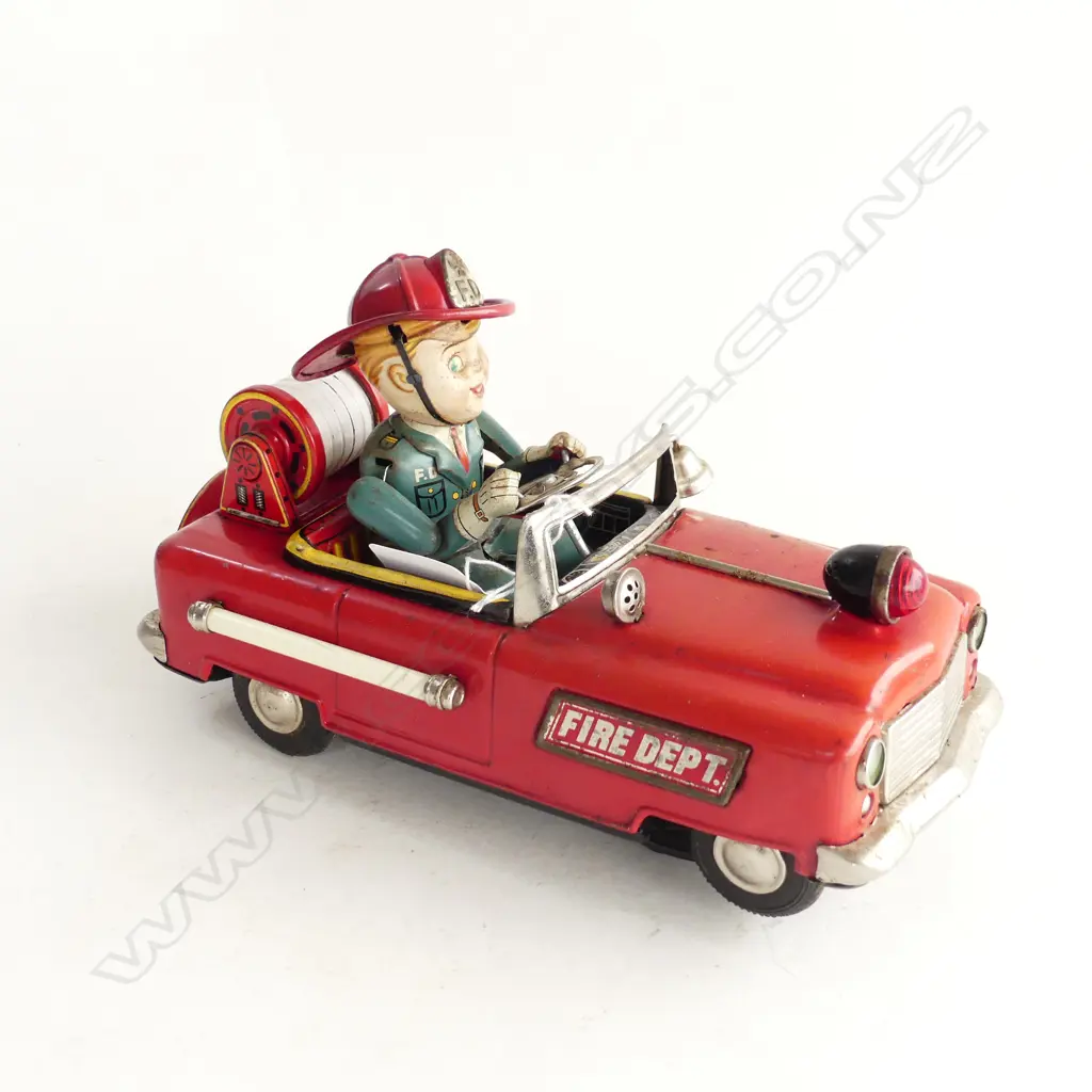 FIRE DEPT. MODEL TIN TOY CAR BY NOMURA JAPAN 1950s L.250mm Image 1++