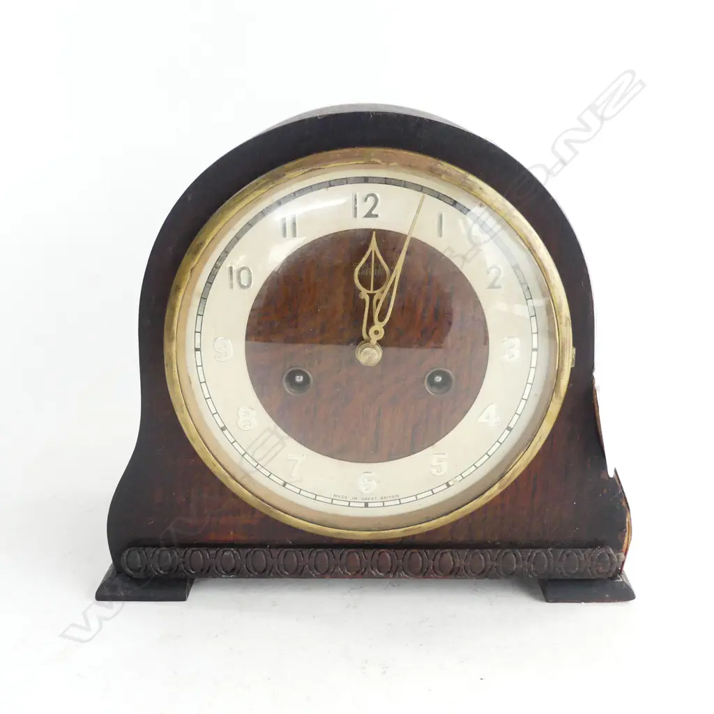 VINTAGE WOODEN CASED MANTLE CLOCK L. 225 H. 205MM Image 1++