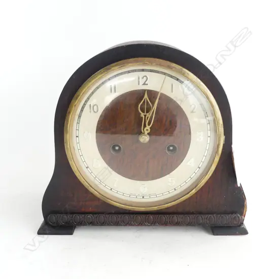 VINTAGE WOODEN CASED MANTLE CLOCK L. 225 H. 205MM