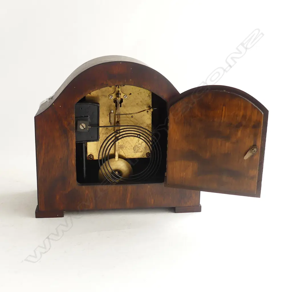 VINTAGE ELCO WOODEN CASED MANTLE CLOCK, L. 230, H. 220MM Image 1++