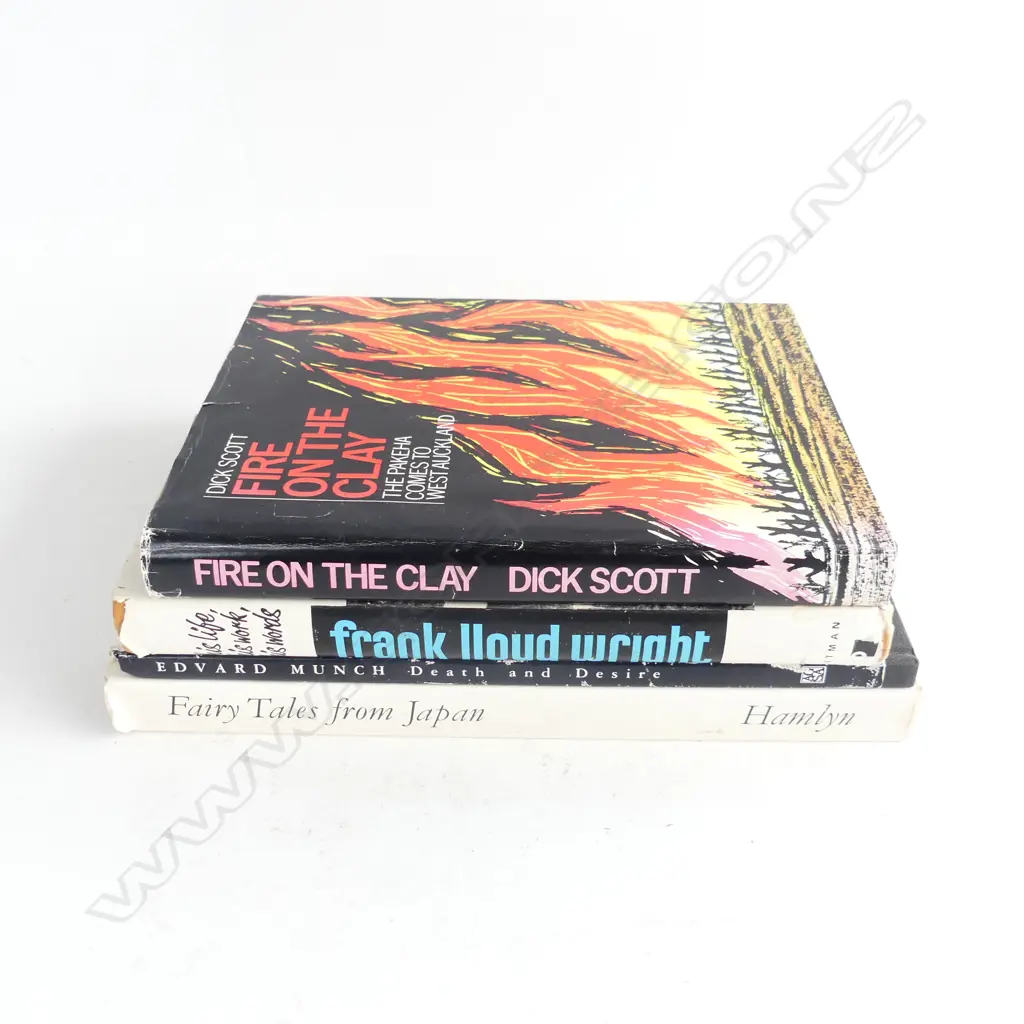 4 BOOKS: 'FIRE ON THE CLAY'by Dick Scott + Frank Lloyd Wright + Edvard Munch + Fairy Tales Japan Image 1++