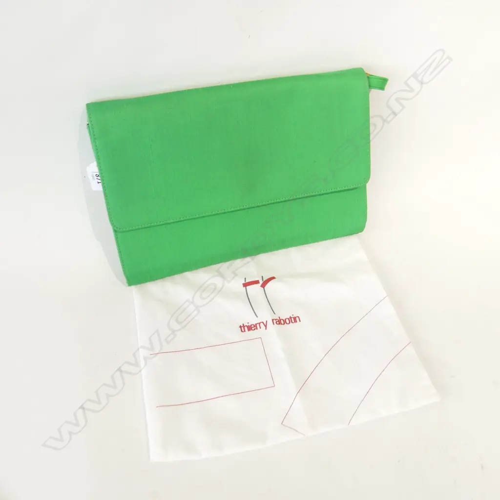 SERGIO ROSSI GREEN FABRIC HANDBAG MADE IN ITALY W.270mm Image 1++