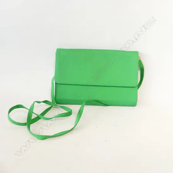 SERGIO ROSSI GREEN FABRIC HANDBAG MADE IN ITALY W.270mm