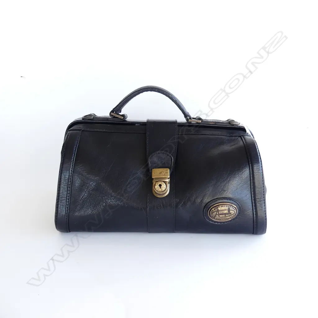 ANNAPELLE ITALIAN BLACK LEATHER DOCTORS BAG L.330mm Image 1++