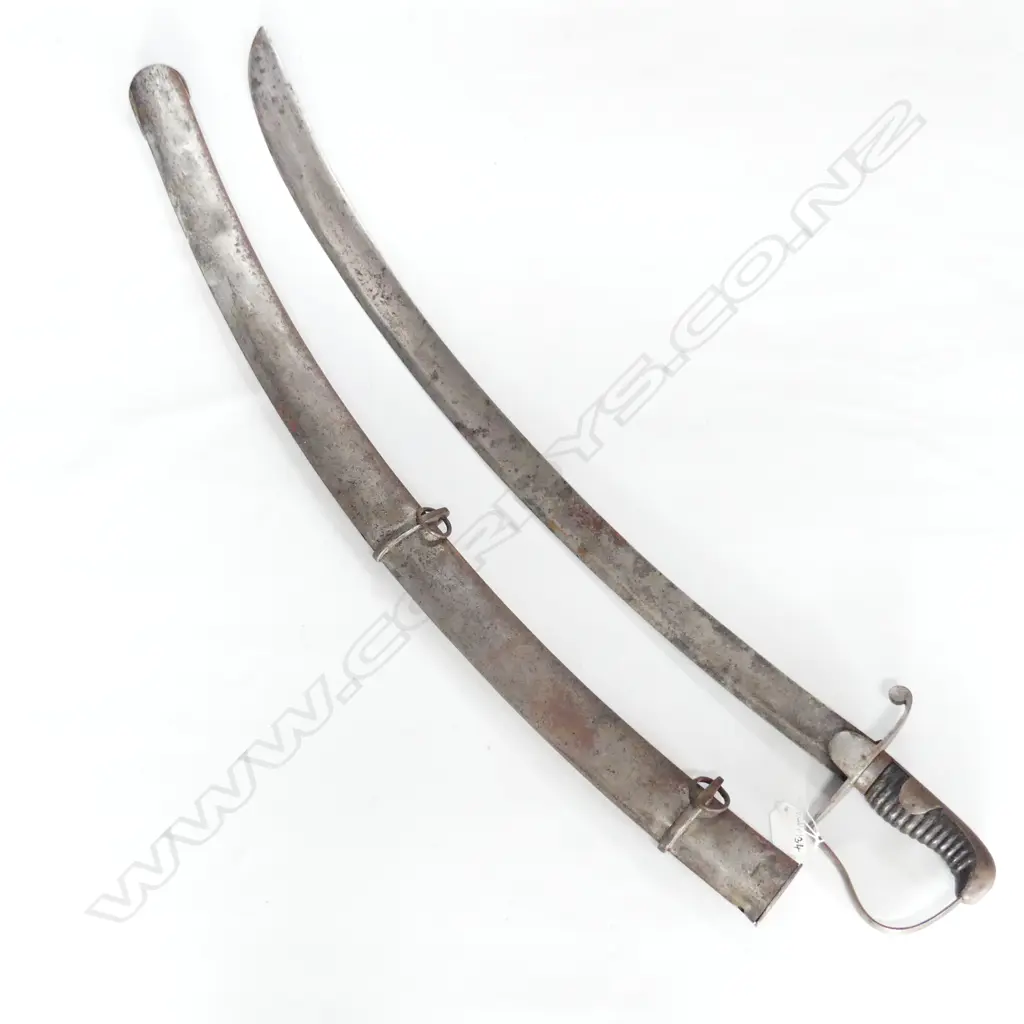  19THC PATTERN 1796 ? CAVALRY SABRE STEEL SCABBARD WITH DOUBLE HANGERS L.1005mm Image 1++