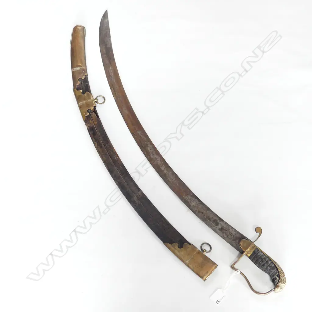 **RTV** C1800 PATTERN 1796 LIGHT CAVALRY SABRE leather scabbard w brass fittings 'READ HIGH ST. PORTSmo. L.945mm Image 1++