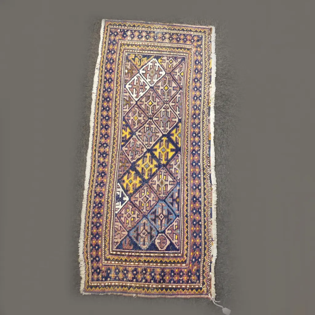 SMALL HAND KNOTTED ALL WOOL PERSIAN RUG 1440x640mm Image 1++
