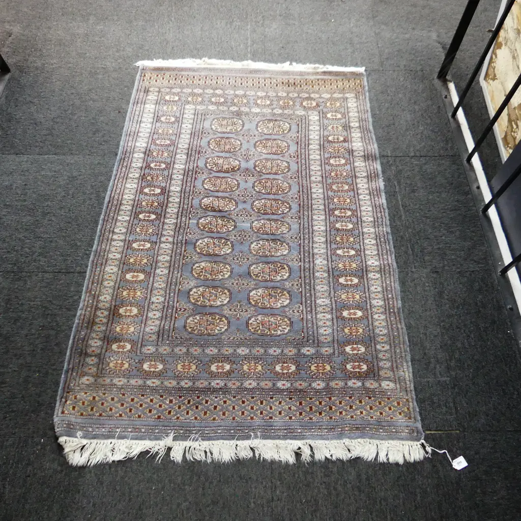 BLUE TONE WOOL ON COTTON HAND KNOTTED RUG Image 1++