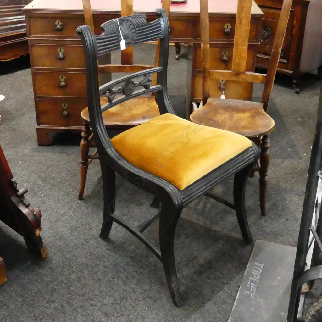 19THC EBONY REGENCY SIDE CHAIR (a little wobbly) Image 1++