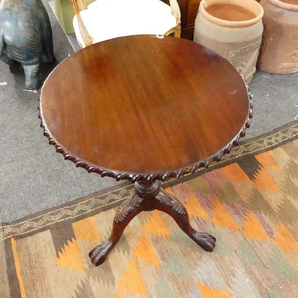 REGENCY STYLE WINE TABLE w. BIRDCAGE MOVT. DIA 600mm H.710mm Image 1++