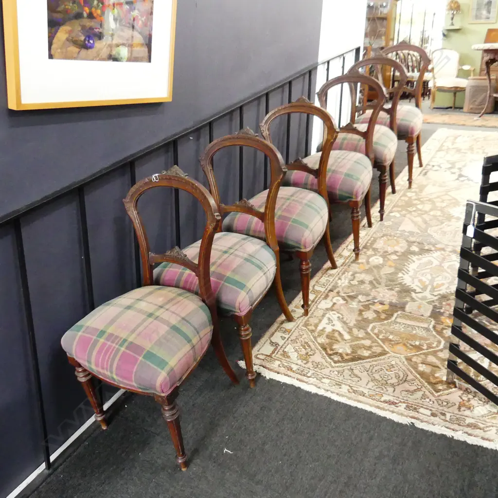 6 VICTORIAN BALLOON BACK DINING CHAIRS  Image 1++