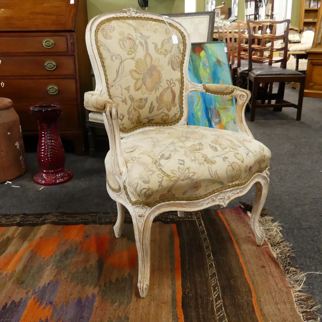 FRENCH STYLE ARMCHAIR, FABRIC MARKED Image 1++