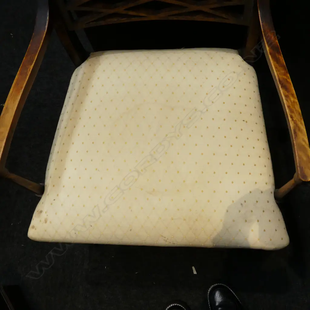 A 19THC BEECH WOOD ARMCHAIR Image 1++