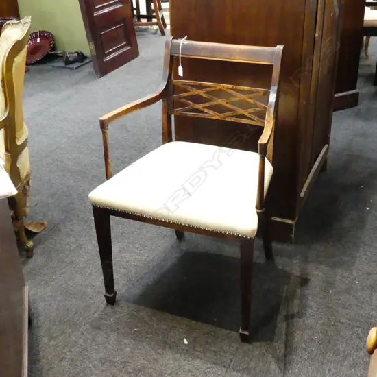 A 19THC BEECH WOOD ARMCHAIR