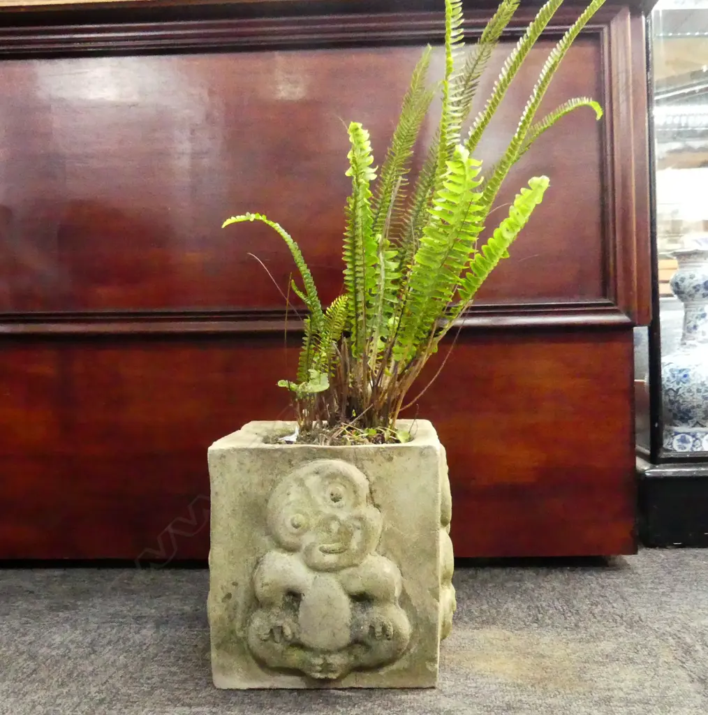 MAORI DESIGN PLANTER POT WITH PLANT Image 1++
