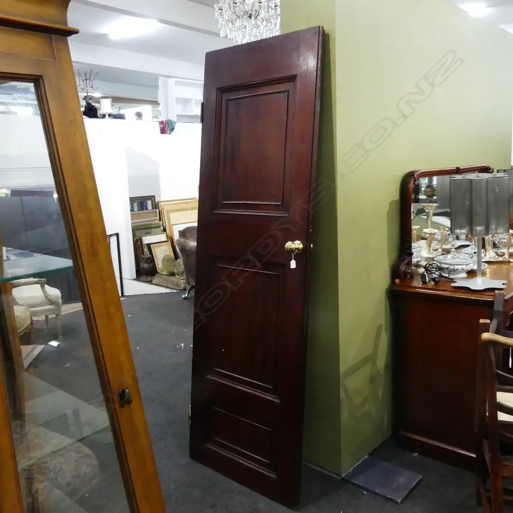 SOLID MAHOGANY PANELLED DOOR. H.2115  Image 1++