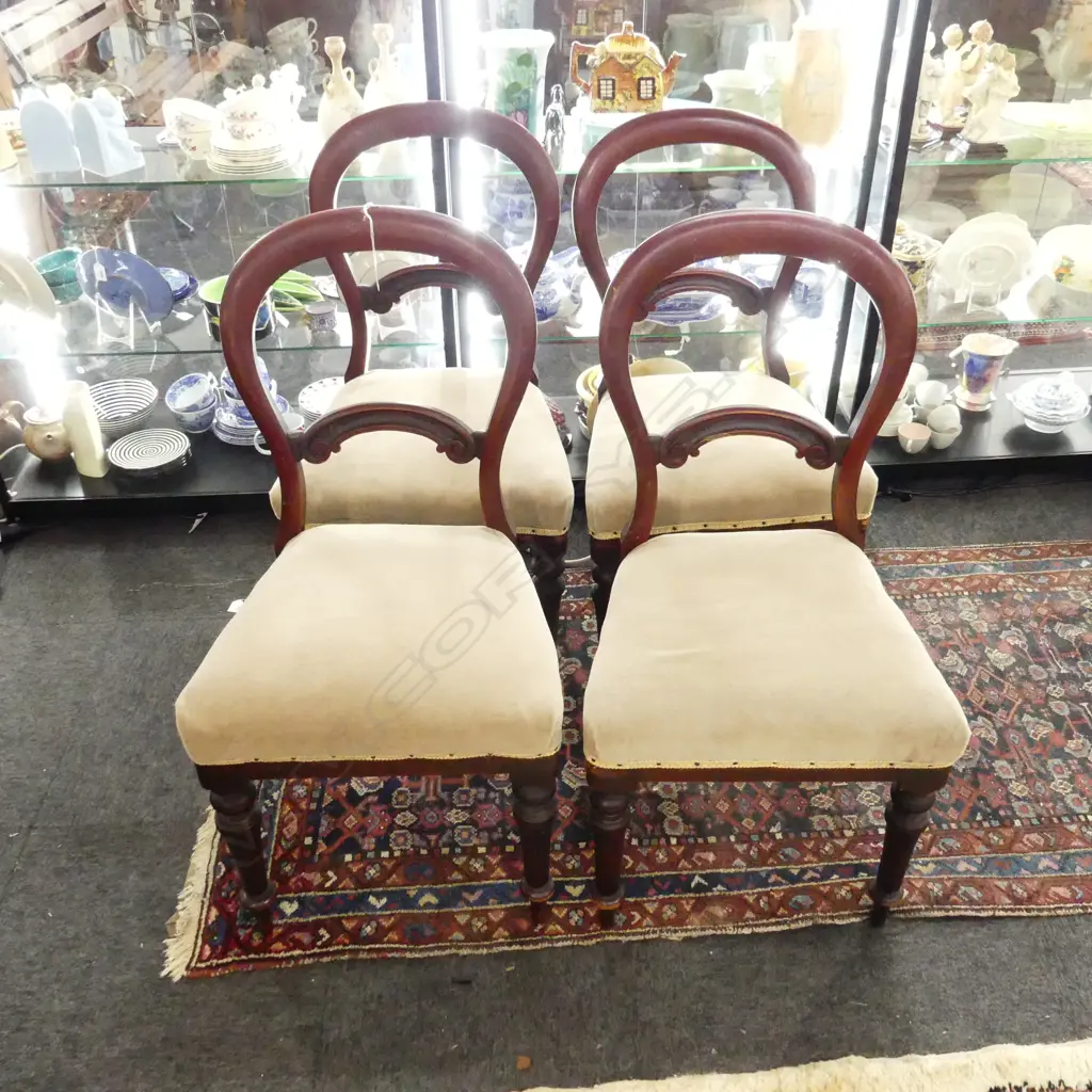 4 VICTORIAN BALLOON BACK CHAIRS Image 1++