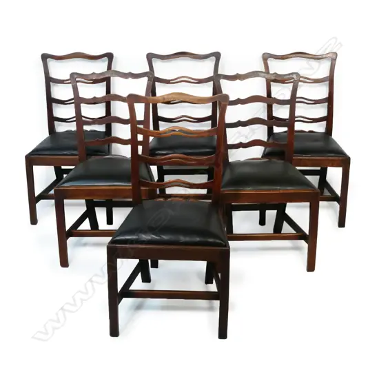 A Georgian harlequin set of six oak Chippendale (style) dining chairs,